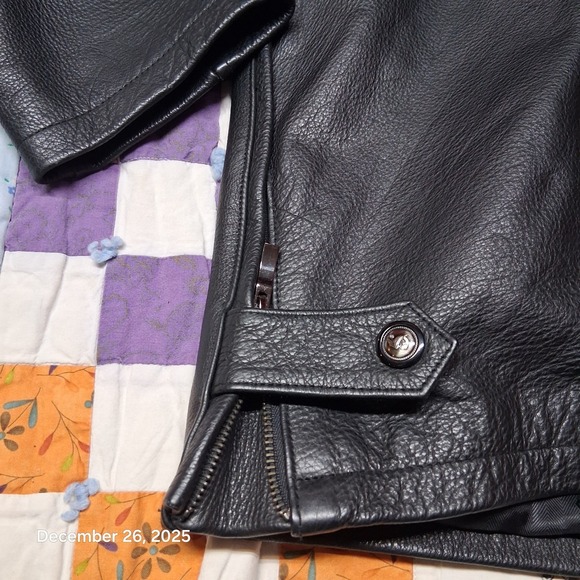 VTG EUC Hunting Horse Black Lined Leather Jacket Size 2XL Heavyweight Italian - Picture 8 of 14